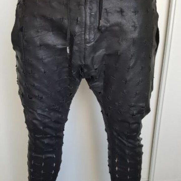 Size: L Tuesday Night Band Practice Men's Real Cut Out Leather Sweat Pant - Picture 3 of 8